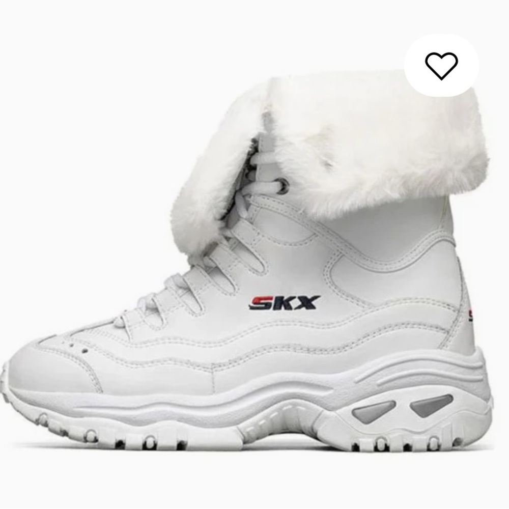 Sketchers Energy White Fur Convertible High Tops Bootie Sneakers Shoes 6.5 W 😎